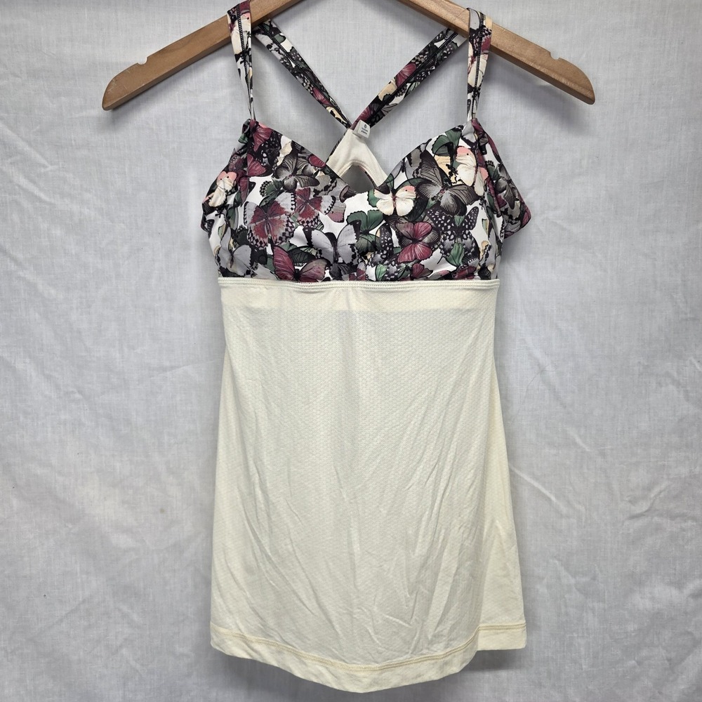 Lululemon Wrap it Up Tank Top Size 6 So Fly Butterfly Angel Wing Print